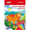 Картон цветной №1School 50л 10цвет А4 немелов ColorPics,склейка, пакет