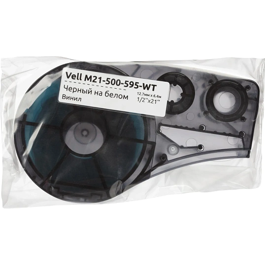 Картридж Vell M21-500-595-WT (12.7 мм / 6.4 м, винил, чер. на бел,VL142807)