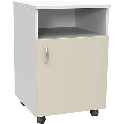 Тумба MEG_прикроватная подкатная МД-105 корпус белый фасад бежевый