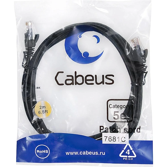 Патч-корд Cabeus PC-UTP-RJ45-CAT.5E-2M-BK черный