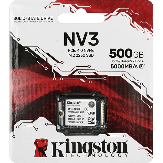 SSD накопитель Kingston NV3 500GB M.2 2230 PCIe4.0x4(SNV3SM3/500G)