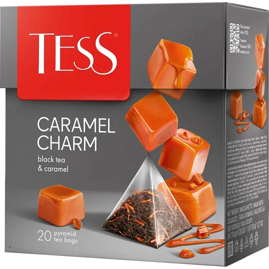 Чай Tess Caramel charm черный с добавками, 1,8гх20пир 0883-12