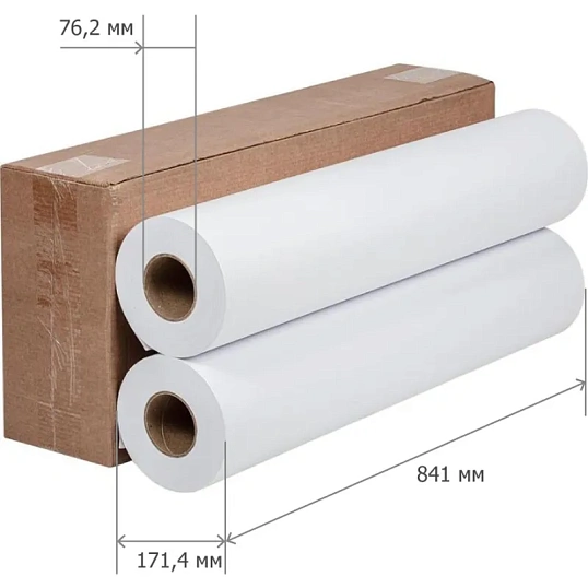 Бумага широкоформатная 80г 841x175 76.2мм [2рулона