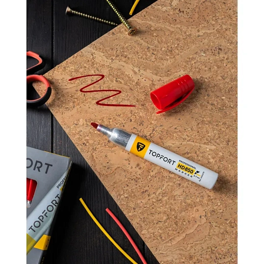 Маркер для агрессивной среды TOPFORT HD 850 красный 3-7мм скош. наконечник