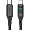 Кабель PERO DC14 ULTIMATE PD Type-C to Type-C, с дисплеем, 60W, 1.2m, Black