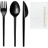 Набор столовых приборов №5 черный 18см., (в,л. ст., н.,салф,зуб) 200 шт/уп