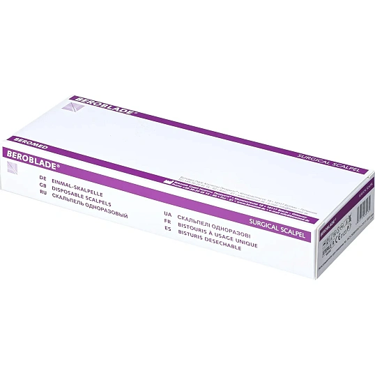 Скальпель стер, лезв.из в/угл.ст. р-23 Beroblade 10шт/уп