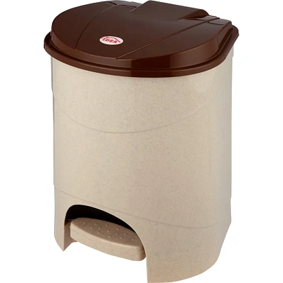 Ведро мусорное с педалью 19л пластиковое, бежевый мрамор
