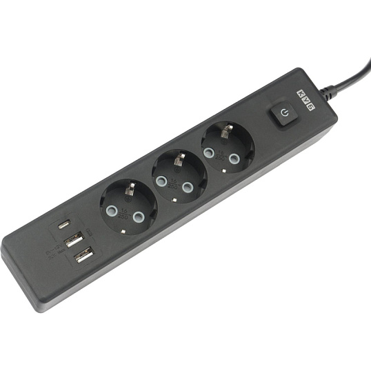 Удлинитель Power Cube, 3р/1.9м выкл.,3USB, 3.5кВт,16А,3x1,0 черн(PC-6B-2M)