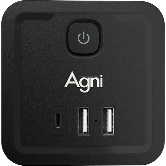 Тройник AGNI 4/220 + 2 USB + 1 Type C,черный(TP-WJ3U4E-C-black)