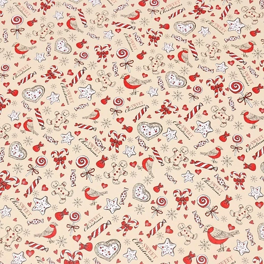 Бумага упаковочная гл.Рождественская конфета,70х100см, 1л. арт.7078370 НГ