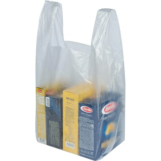 Пакет-майка на бутыль 19л ПНД, 32+20x68см, прозр, 18мкм, 100шт/уп