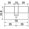 Замок врезной УЗК_Мех.цилин Стандарт MAX 70 35х35 SN5кл перф.кл/кл.мат.ник
