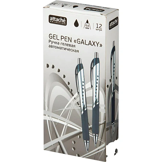 Ручка гелевая автомат. Attache selection Galaxy,черн.корп,черный,манж