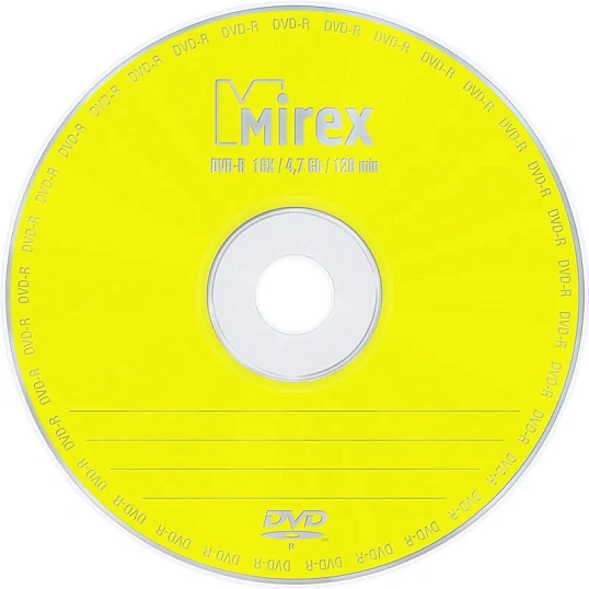Носители информации DVD-R, 16x, Mirex, Cake/25, UL130003A1M