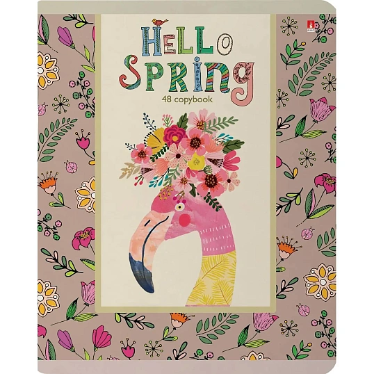 Тетрадь общая А5 ,48л, клетка,скрепка, HELLO SPRING, 5 шт в уп,7-48-448/5