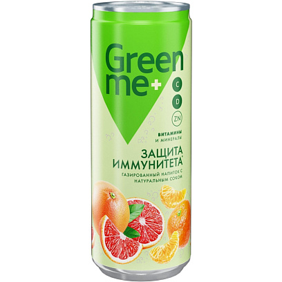 Напиток GreenMe Plus Immunity Protect функциональный газ ж/б 0,33л