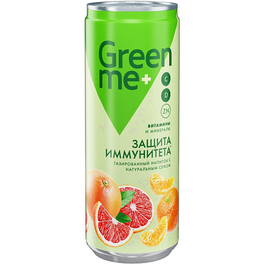 Напиток GreenMe Plus Immunity Protect функциональный газ ж/б 0,33л