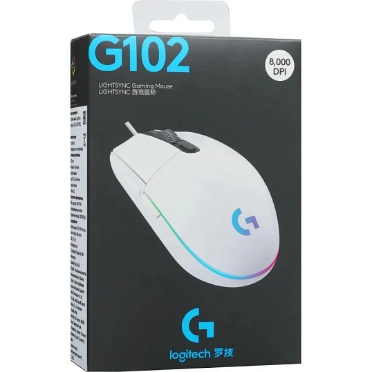 Мышь компьютерная Logitech G102 LightSync White Gaming (910-005809)