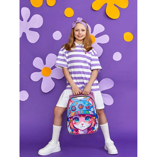 Ранец Комус Класс Light1 Девочка кошка,  1 отд, эргоном