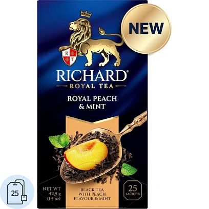 Чай Richard Royal Peach & Mint черный, ароматизированный, 25 сашет