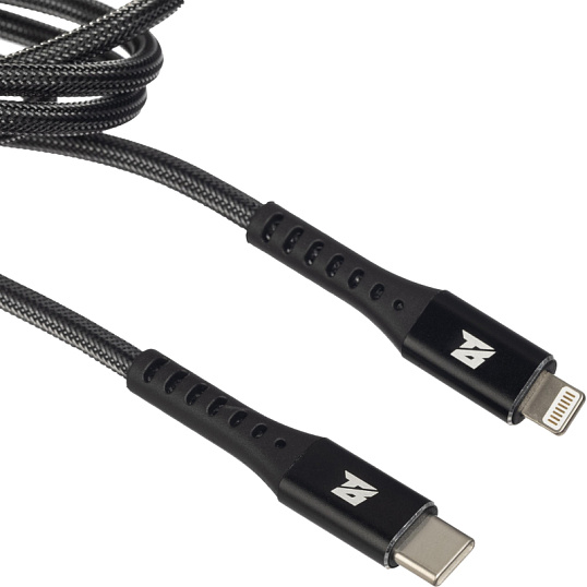 Кабель МОЩНОСТЬ, 1м, Type-C to Lightning,  нейл, черный BT-JCBL-009/U210PD