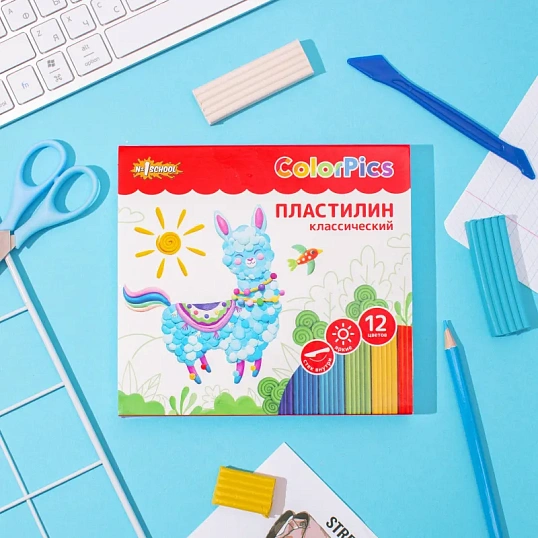 Пластилин классич Комус Класс (№1 School)ColorPics наб 12цв 240г,со стек
