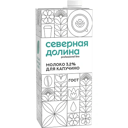 Молоко Северная Долина (Prof) ультрапастериз для капучино 3,2% 950г