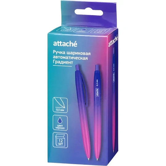 Ручка шариковая автомат. Attache Градиент,softtouch,масл,0,5,син