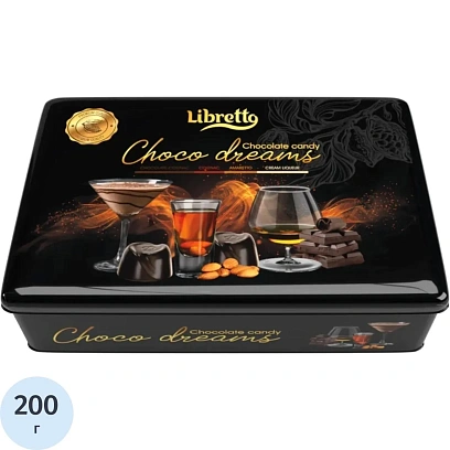 Конфеты Libretto в темном шоколаде с начинками ассорти, ж/б, 200г