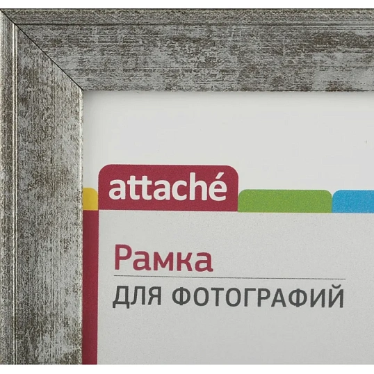 Рамка А4 21x30 см Комус/ATTACHE пластиковый багет 25мм серебристая
