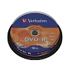 Носители информации DVD-R, 16x, Verbatim Azo Matt Silver, Cake/10, 43523