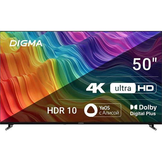 Телевизор Digma DM-LED50UBB33, UHD, смарт(Яндекс.ТВ)