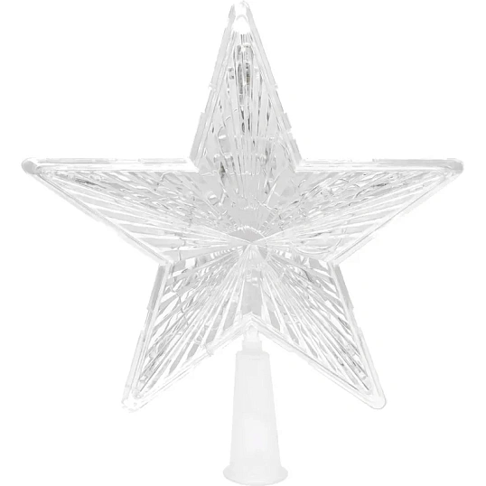 Верхушка Белая звезда, 19х19см, 15 LED, 1 режим, мульти НВУ-0002
