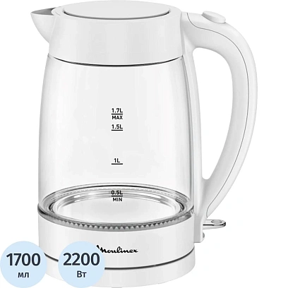 Чайник Moulinex BY2S01F0,электрический,стекло/белый