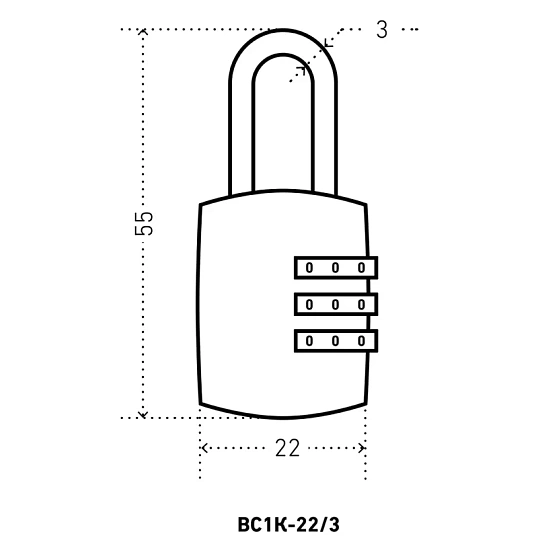 Замок навесной кодовый_УЗК Аллюр ВС1К-22/3 (HA816) (22xd=3) цинк черный