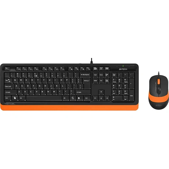 Набор клавиатура+мышь A4Tech Fstyler F1010 кл:черн/оранж м:черн/оранж USB