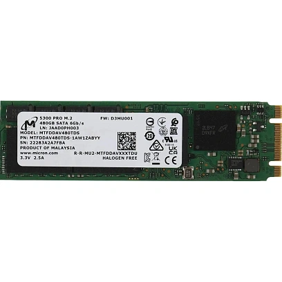 SSD накопитель Micron 5300PRO 480GB SATA M.2 3D TLC MTFDDAV480TDS-1AW1ZABYY