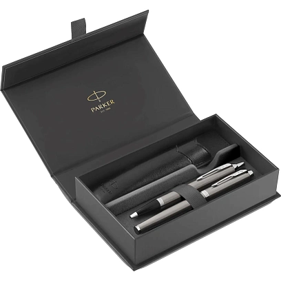 Набор Parker IM Stainless Steel CT руч.шар и пер-я,син,1мм,чех.экок,2214458