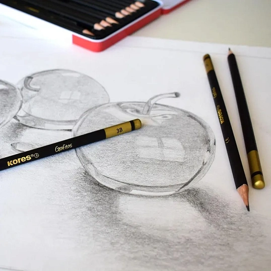 Набор карандашей чернографитных Kores GRAFITOS,трехгр.12 шт.(2Н-8В), 92162