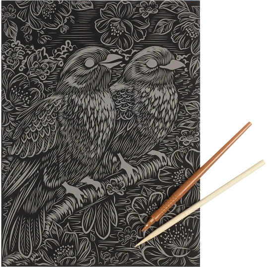 Гравюра Скретчинг МИКС 18x24 см птички, набор МУЛЬТИ АРТ SCRMIX-115406