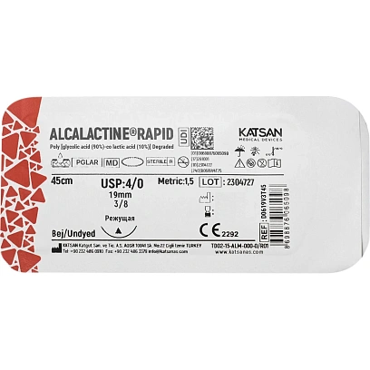 Шовный материал ALCALACTINE RAPID 4/0 19 3/8  CUTTING EDGE реж. 45 уп/24 шт