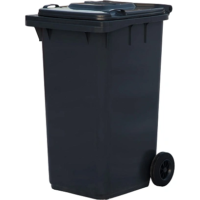 Контейнер-бак мусорный 240л, на 2-х колёсах, с крышкой, серый_34305