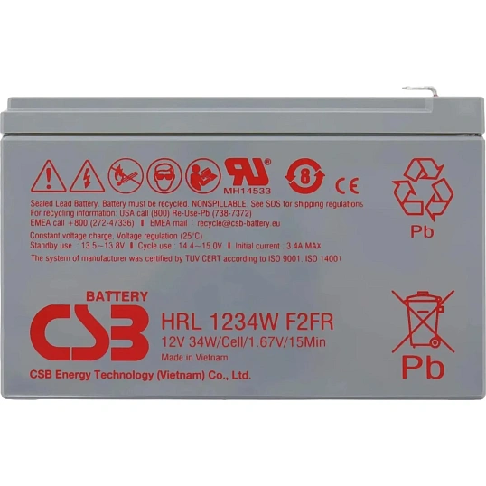 Батарея для ИБП CSB серия HRL, HRL1234W F2 FR, 12В/8.5Ач