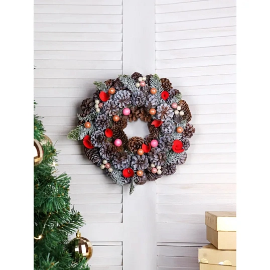 Венок Новогодний Нежность,30см НУ-3612