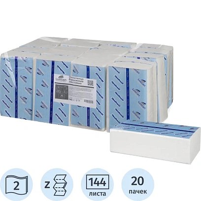 Полотенца бумажные д/дисп. Luscan Professional Z слож2 сл144л20пач/уп