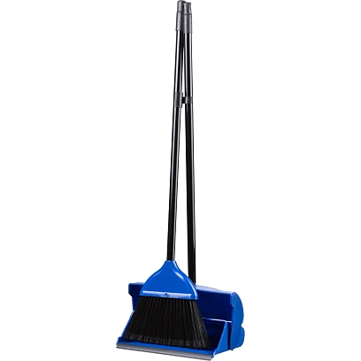 Комплект для уборки совок-ловушка с метлой на рукоятке, син