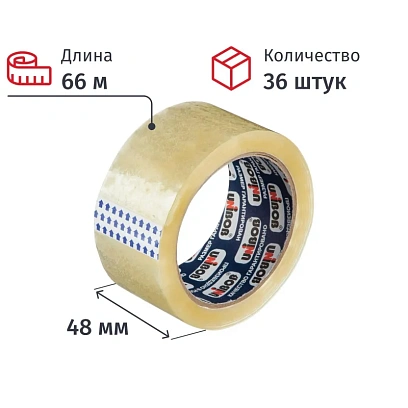 Клейкая лента упаковочная UNIBOB 700 48мм х 66м 47мкм, прозрачная, 36шт/уп