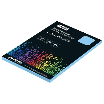 Бумага цветная Attache (голубой пастель), 80г, А4, 100  л