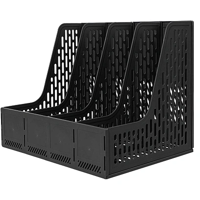 Лоток вертикальный д/бумаг Deli E9844,сбор,4отд,чер,325x257x275мм,пл